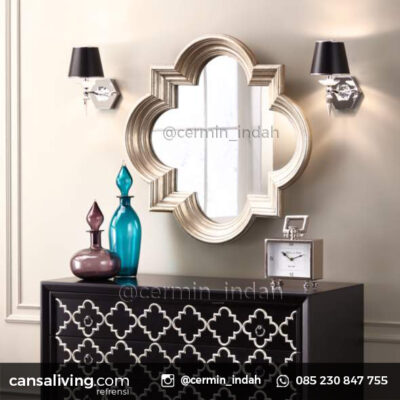 Cermin Hias Dinding Brown Glossy Mewah