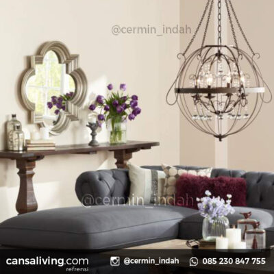Cermin Hias Dinding Brown Glossy Mewah