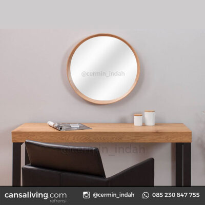 Cermin Dinding Rias Natural Bulat Jati
