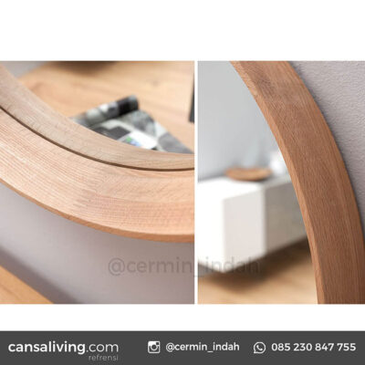 Cermin Dinding Rias Natural Bulat Jati