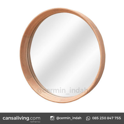 Cermin Dinding Rias Natural Bulat Jati
