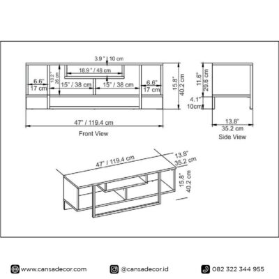 Bufet TV 55 inch Taniya Minimalis Variasi Besi Gambar