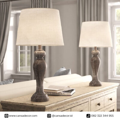 Lampu Meja Kayu Joie 82 cm Set Grey Jual