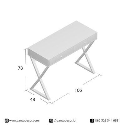 Meja Kerja Modern Kontemporer Emas Kaki Silang