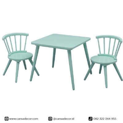 Set meja belajar Anak TK minimalis scandinavian satu