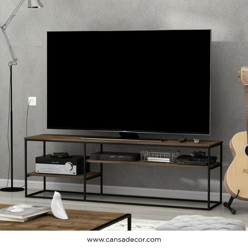 rak tv besi industrial minimalis kayu jati - cansadecor | jual