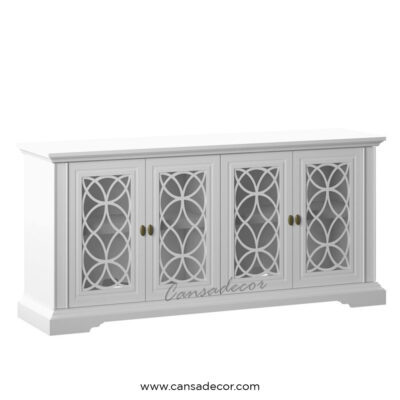 jual-tv-cabinet-bufet-pintu-4-kaca-minimalis-Putih-Kayu-jati