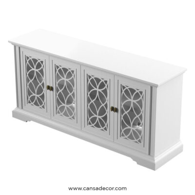 jual-tv-cabinet-bufet-pintu-4-kaca-minimalis-Putih-Kayu-jati