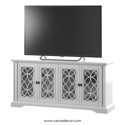 jual-tv-cabinet-bufet-pintu-4-kaca-minimalis-Putih-Kayu-jati