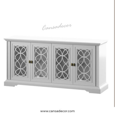 jual-tv-cabinet-bufet-pintu-4-kaca-minimalis-Putih-Kayu-jati