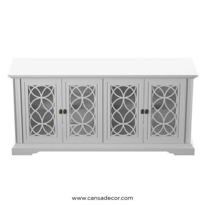 jual-tv-cabinet-bufet-pintu-4-kaca-minimalis-Putih-Kayu-jati