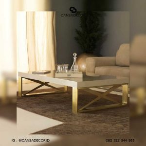 Meja Tamu Kayu Besi Gold