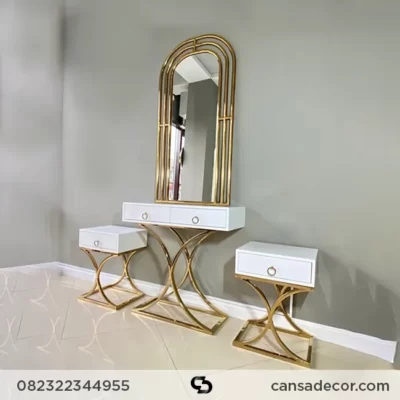 Meja Konsol Mewah emas Hias Ruang tamu