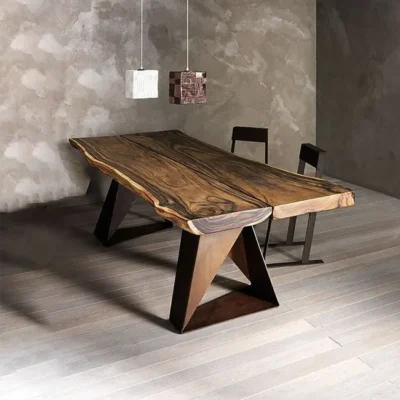 Meja makan kayu solid jati outdoor trembesi mewah
