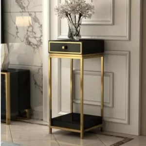 meja hias, meja pajang mewah sudut unik gold