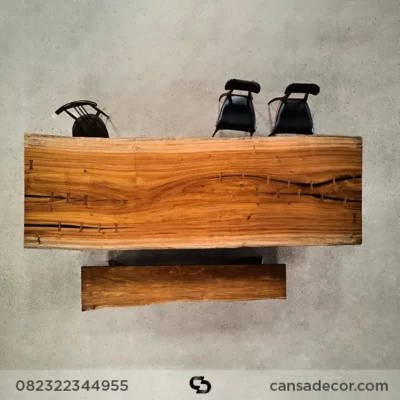 Meja Makan Trembesi Kayu Jati Jepara Tebal