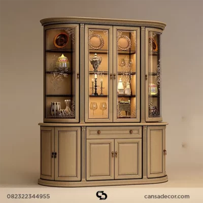 lemari jati modern Mewah Ruang tamu