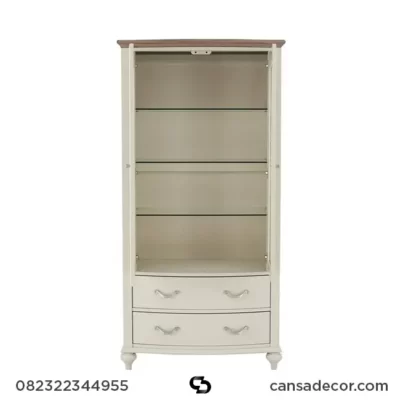 model lemari kaca hias ruang tamu,