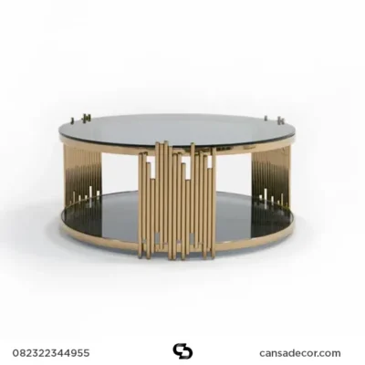 Meja Tamu Kaca Bulat Minimalis Jehan