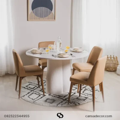 Meja Makan Marmer Bundar