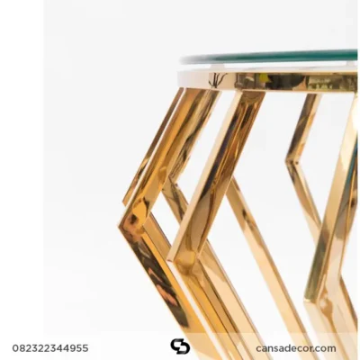 Model Meja Ruang Tamu Kaca Gold