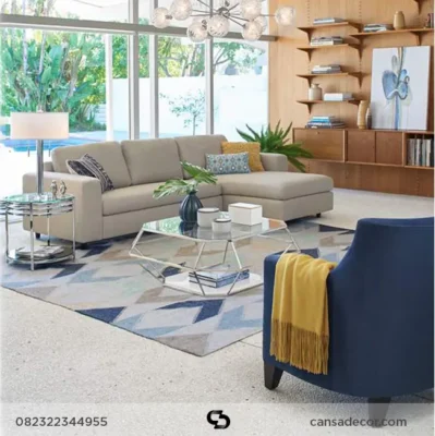 model meja tamu kaca stainless besi