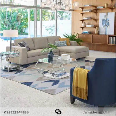 model meja tamu kaca stainless besi