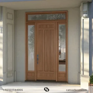 Pintu kupu tarung kaca jendela minimalis kayu jati tebal