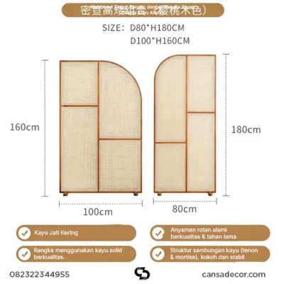 penyekat ruangan dari kayu jati,
