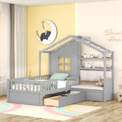 Tempat Tidur Anak Bentuk Rumah Rak ikea