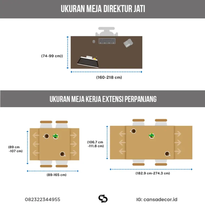 Ukuran Meja Direktur jati 