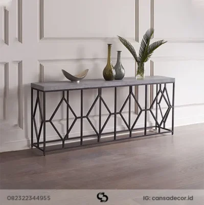 meja konsul besi industrial jati