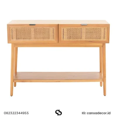 meja konsul jati minimalis rotan