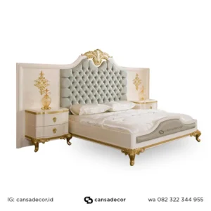 satu set tempat tidur kayu jati