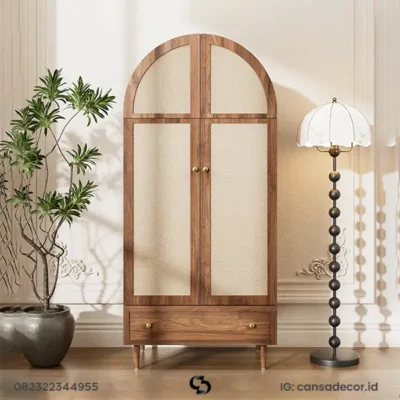 Lemari Jati 2 Pintu Aris Arch Minimalis Rotan