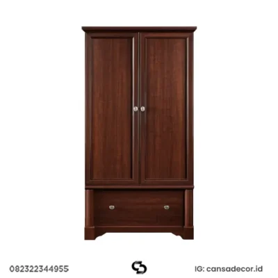 lemari dua pintu, lemari pakaian 2 pintu kayu jati minimalis,
