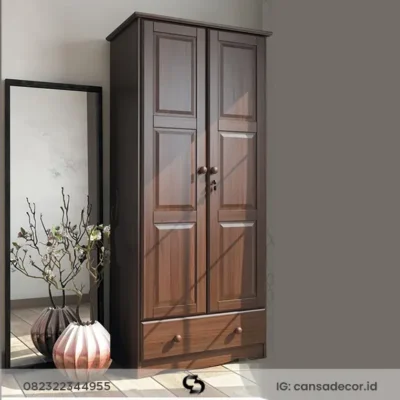 Lemari jati 2 pintu Mira mebel Jepara asli.