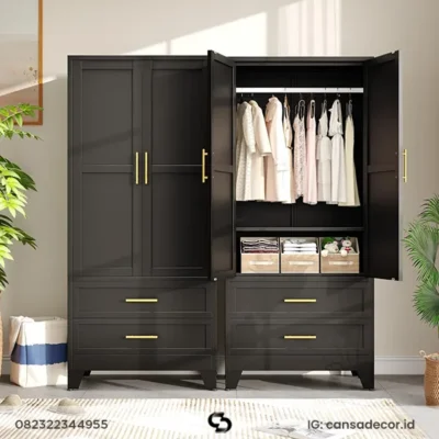 Lemari Jati 2 Pintu Niko Minimalis Black Matte