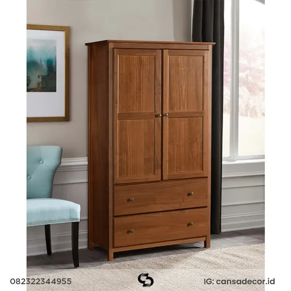 Lemari Jati 2 Pintu Taro Minimalis Klasik