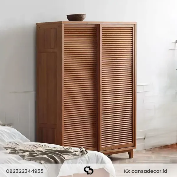 lemari sliding 2 pintu kayu, model lemari pakaian 2 pintu minimalis,