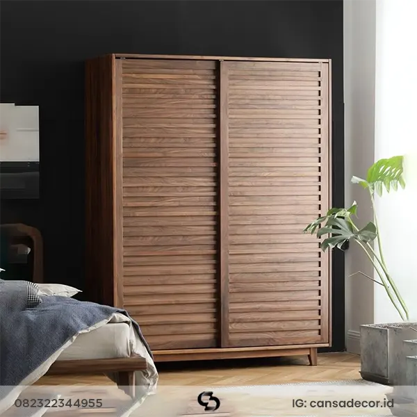 Lemari Jati Sliding 2 Pintu Vigo Minimalis custom Jakarta | Cansadecor
