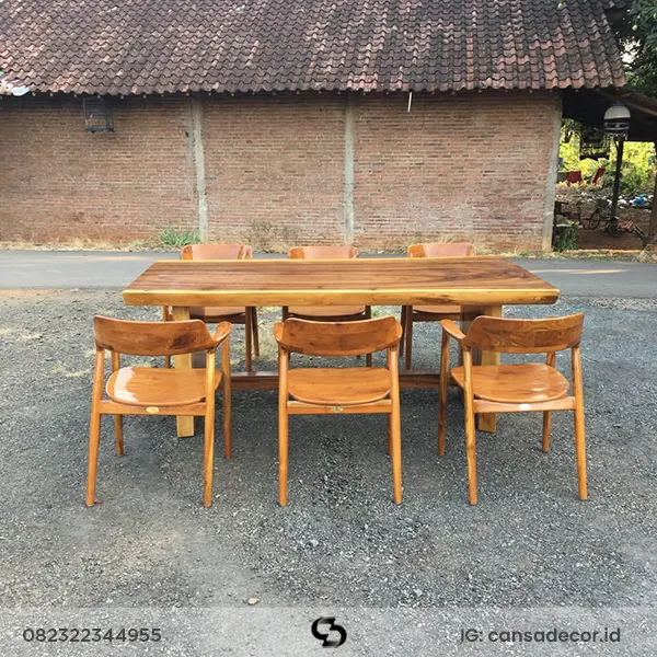 Meja Makan Solid Kursi 6