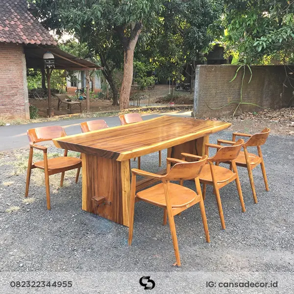 Meja Trembesi Modern Natural Tebal Jepara Juna