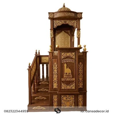 Mimbar Masjid Mewah Pintu Samping Kayu Jati