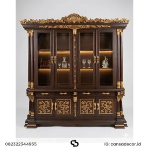 harga lemari hias jepara 4 pintu Jati solid