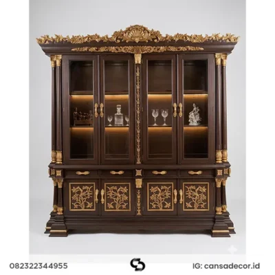 harga lemari hias jepara 4 pintu Jati solid