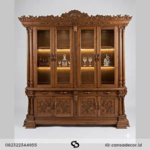 harga lemari hias jepara 4 pintu Mewah Led