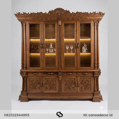 harga lemari hias jepara 4 pintu Mewah Led