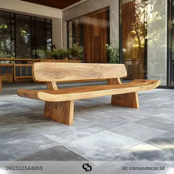 Kursi kayu trembesi model sandaran lengkung ergonomis Cansadecor