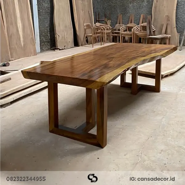 meja kayu trembesi tebal